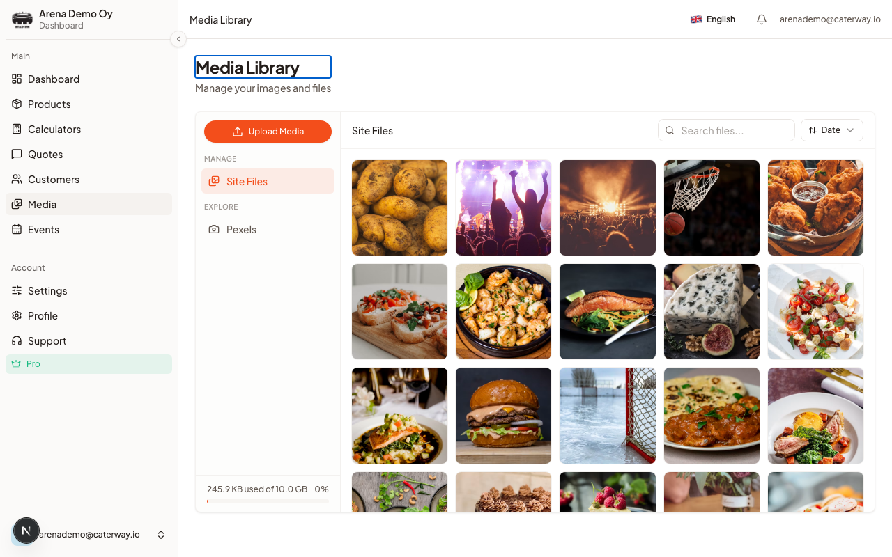 The media library: your uploads and free stock photos side by side